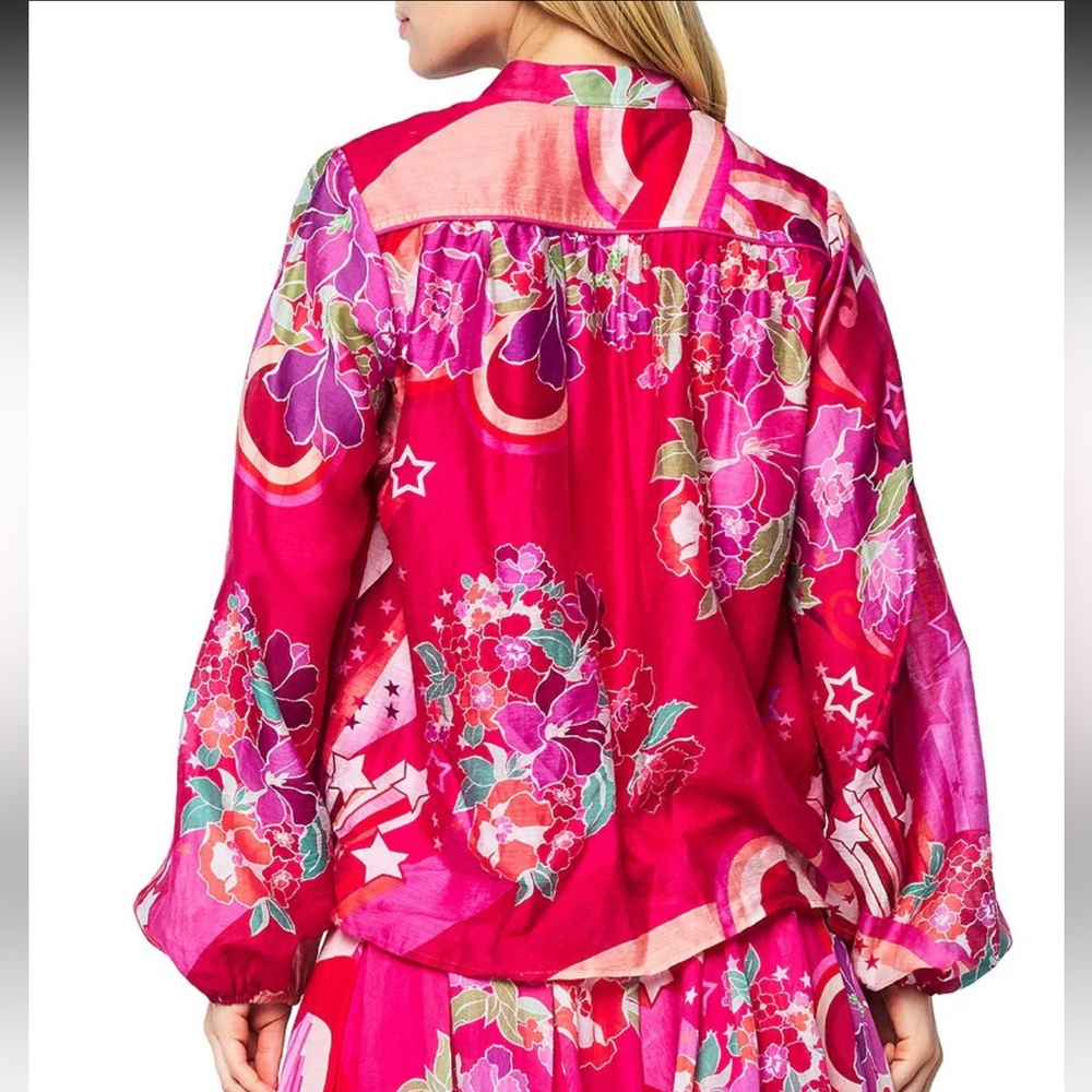 CIEBON Coordinating Fatimah Floral Print Mandarin Neck Long Sleeve Blouse - Picture 8 of 17